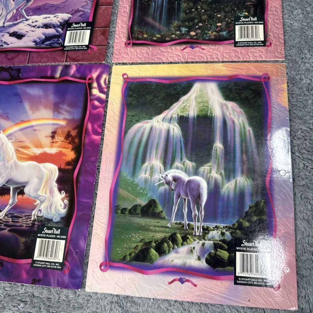 Lot Of 4 Vintage Y2K Unicorn Princess Folders Stuart Hall Swing Castle Unicorn